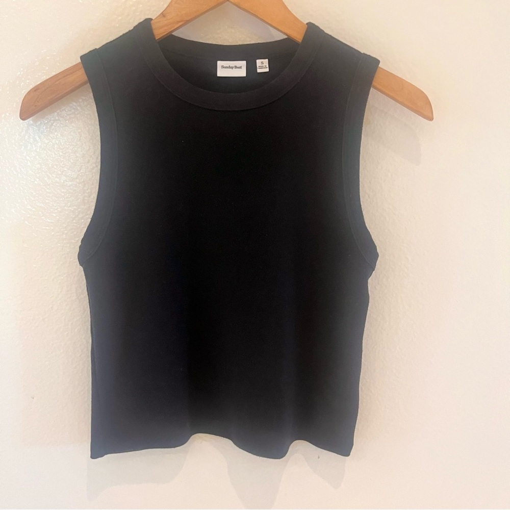 Aritzia Sunday Best Black Fitted Crop Tank Top Size S